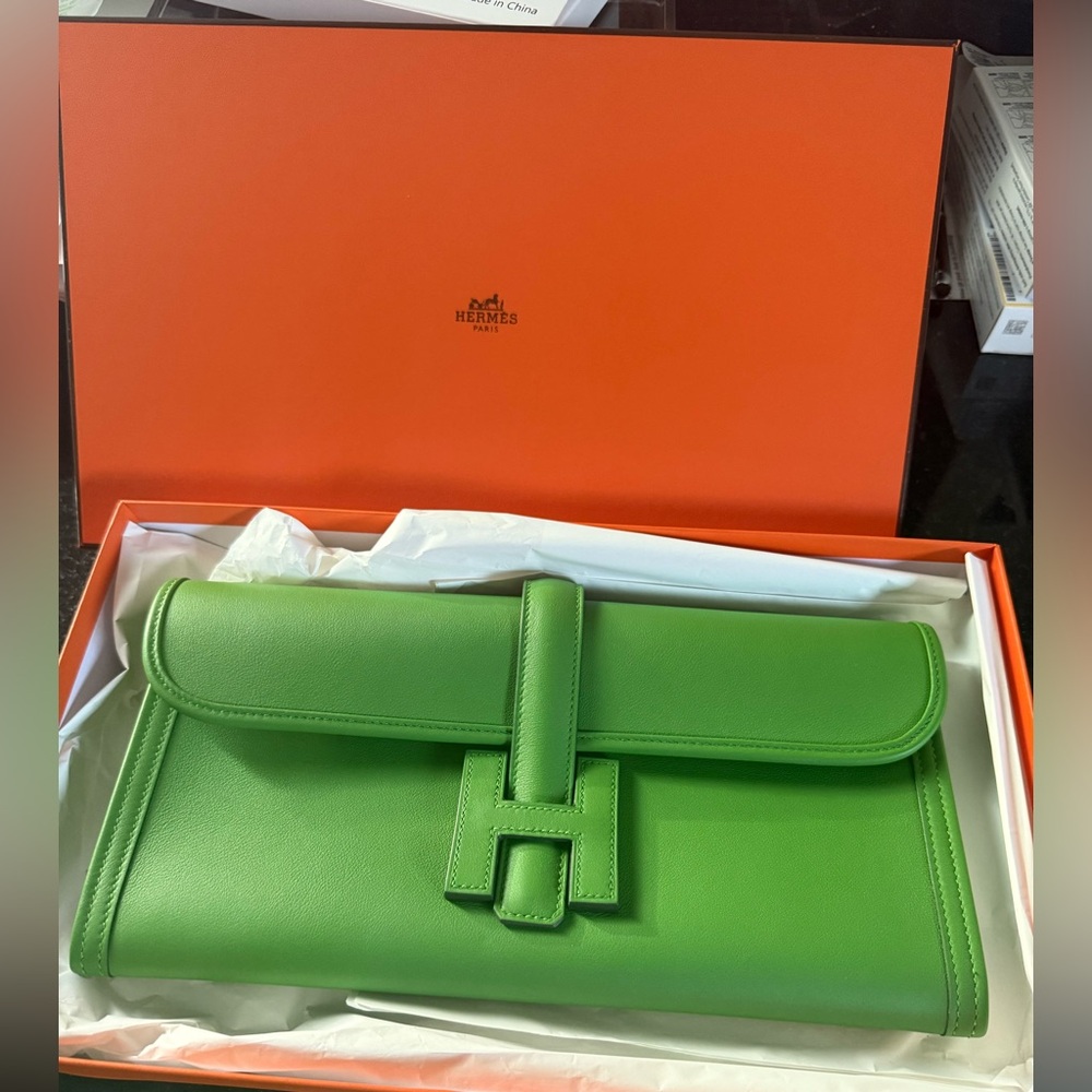 Hermes Epsom Bamboo Elan Jige Clutch 29